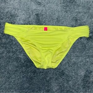 Victoria’s Secret Ruched Sides Bikini Bottom in Neon Yellow Women’s Size Small